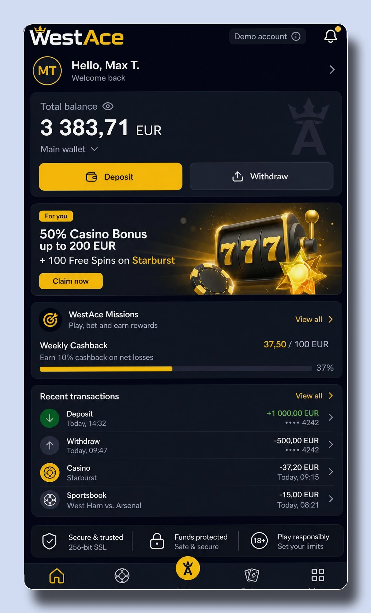 WestAce — casino γρήγορες αναλήψεις
